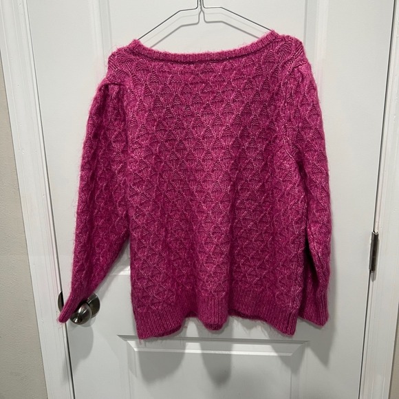 Jessica Simpson Festival Fuchsia Combo Kati Txture Pleat Slv P/O Sweater 2X - Picture 6 of 9